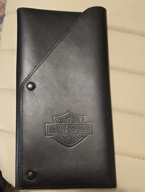 Harley-Davidson Black Embossed Leather Trifold Wallet